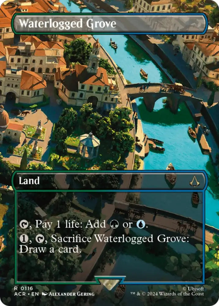 Waterlogged Grove (Borderless) [Assassin’s Creed] - MTG Single