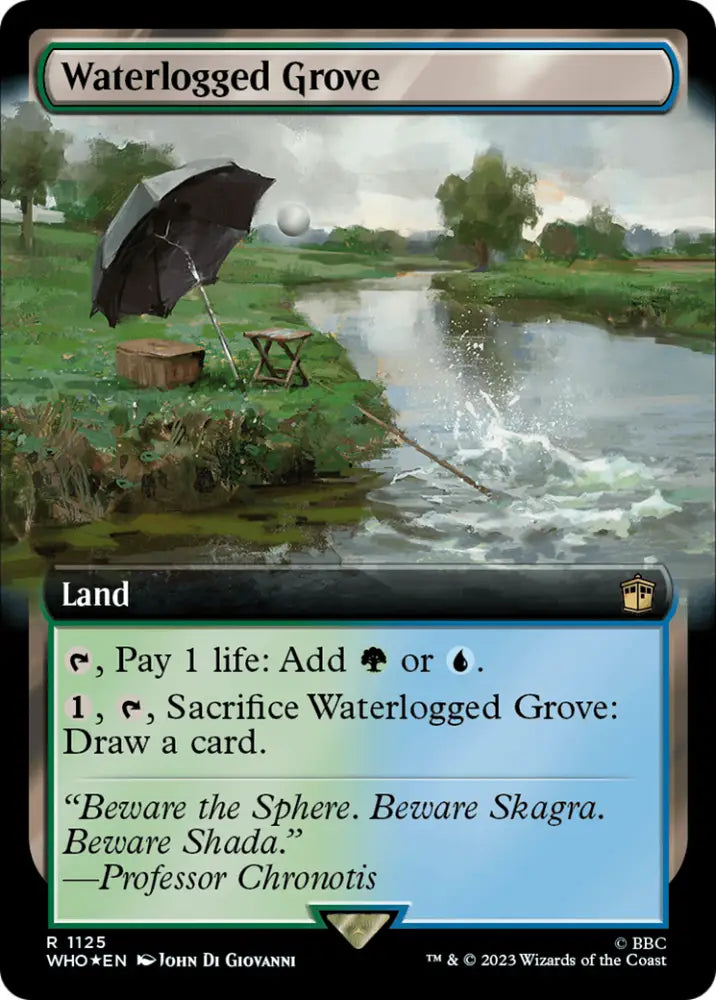 Waterlogged Grove (Extended Art) (Surge Foil) [Doctor Who] - MTG Single