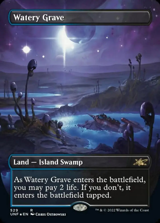 Watery Grave (Borderless) (Galaxy Foil) [Unfinity] - MTG Single