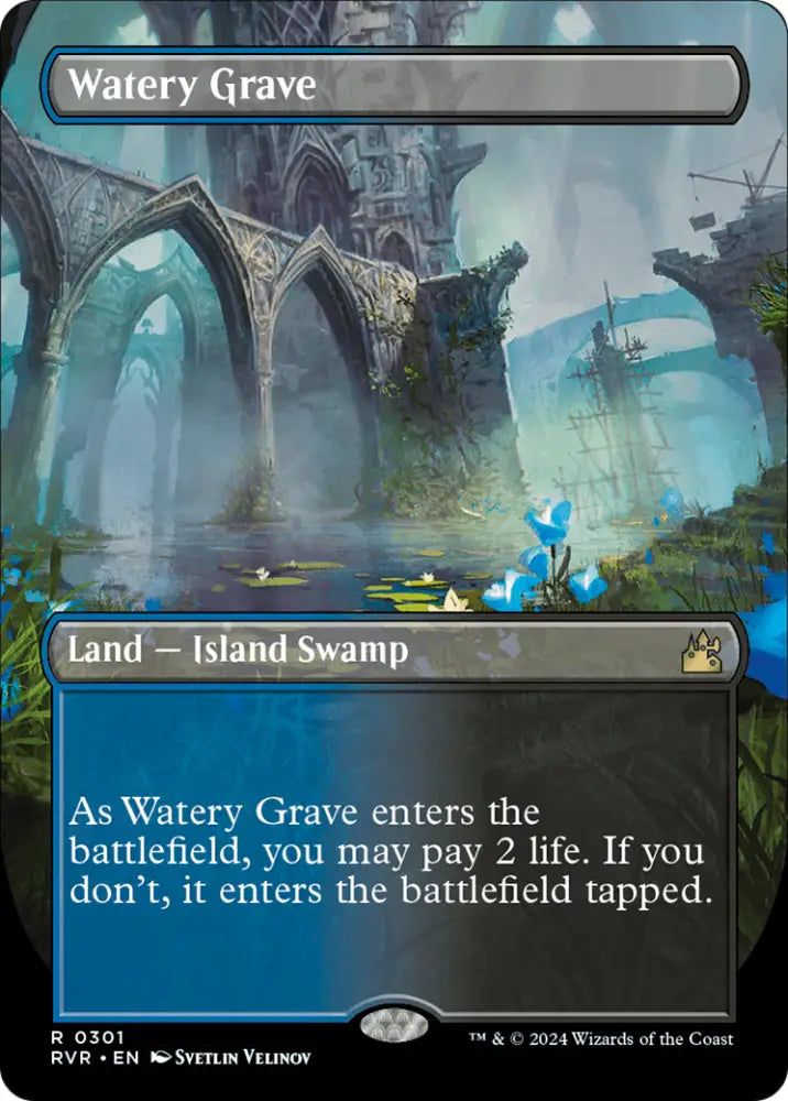 Watery Grave (Borderless) [Ravnica Remastered] - MTG Single