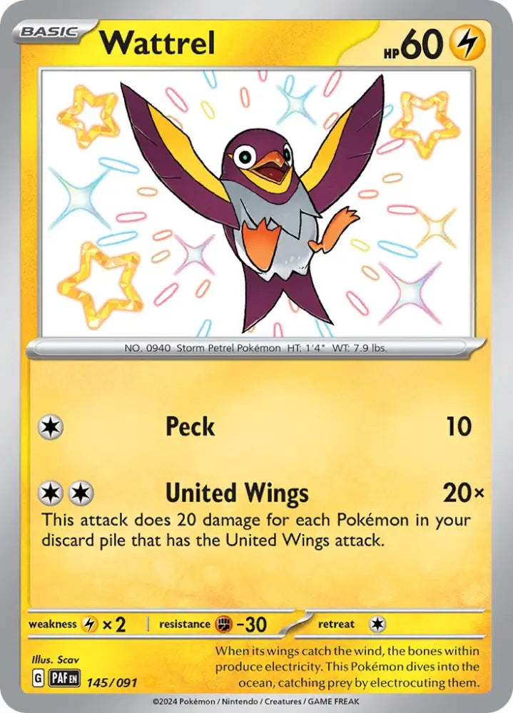 Wattrel (145/091) [Scarlet & Violet: Paldean Fates] - Pokemon Single
