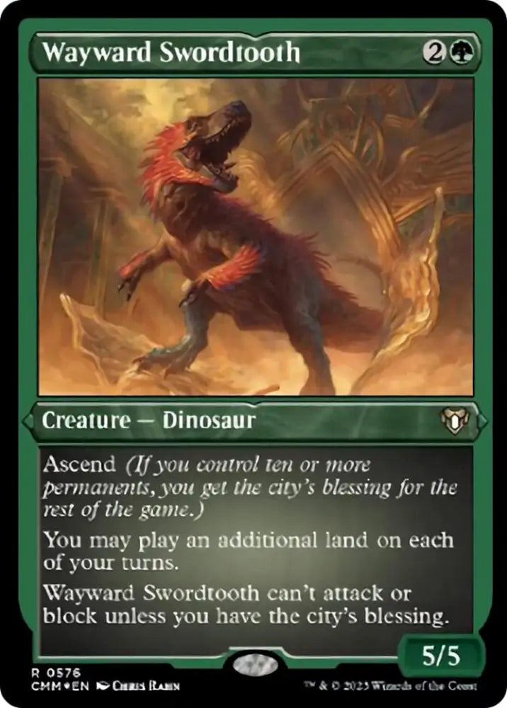Wayward Swordtooth (Foil Etched) [Commander Masters] - MTG Single