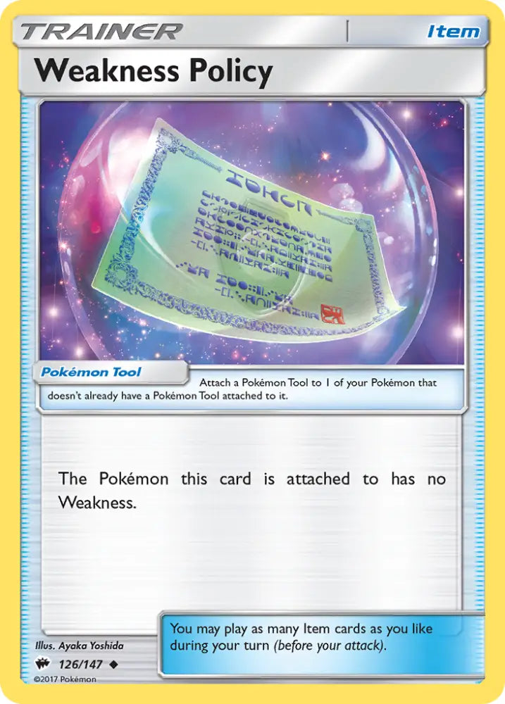 Weakness Policy (126/147) [Sun & Moon: Burning Shadows] - Pokemon Single
