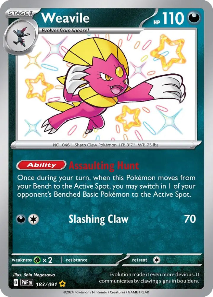 Weavile (183/091) [Scarlet & Violet: Paldean Fates] - Pokemon Single