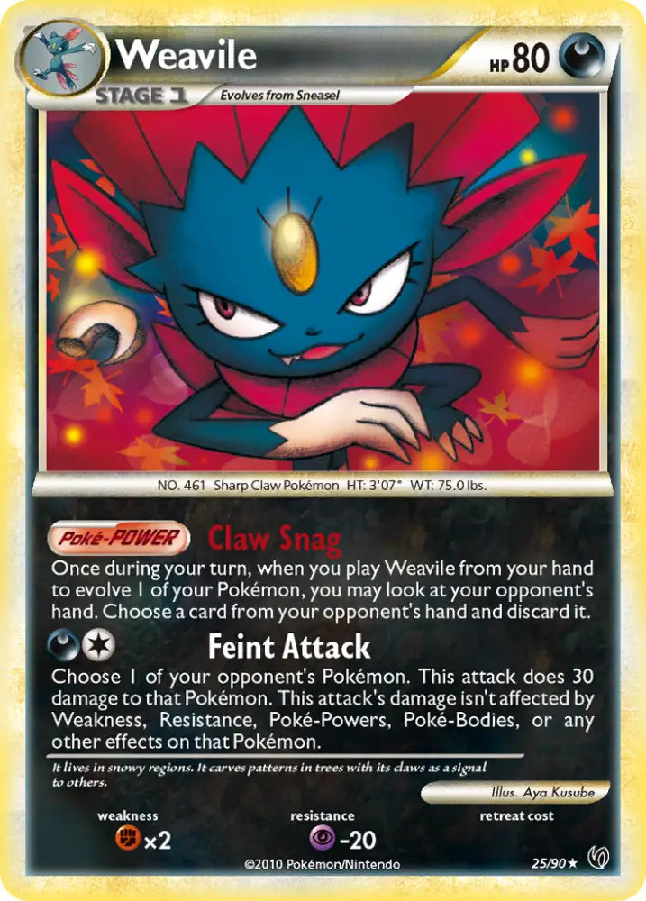 Weavile (25/90) [HeartGold & SoulSilver: Undaunted] - Pokemon Single