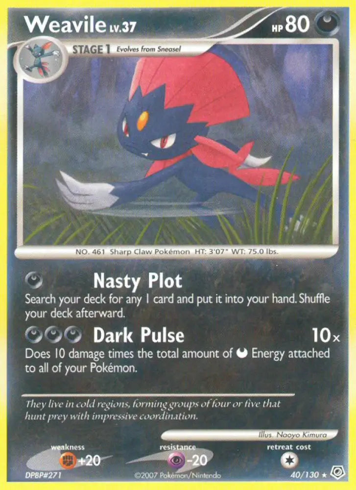 Weavile (40/130) [Diamond & Pearl: Base Set] - Pokemon Single