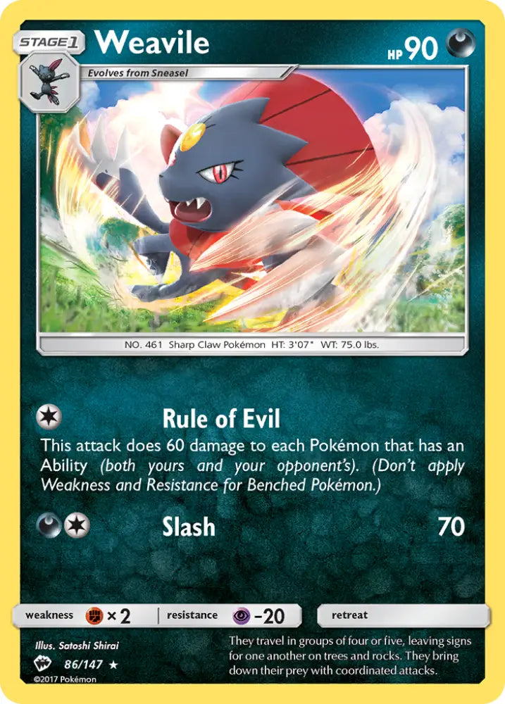 Weavile (86/147) [Sun & Moon: Burning Shadows] - Pokemon Single