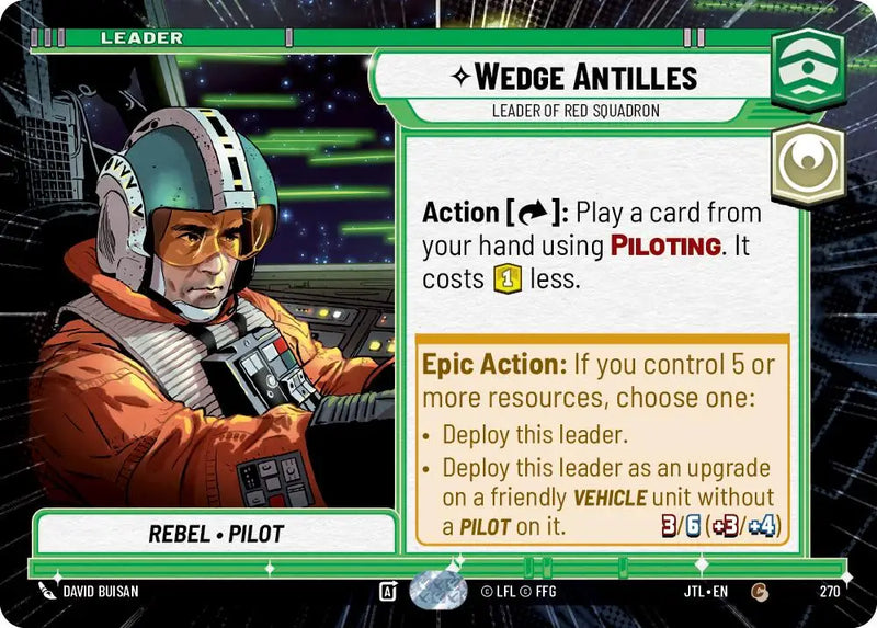 Wedge Antilles - Leader of Red Squadron (Hyperspace) (270) [Jump to Lightspeed] - Star Wars: Unlimited Single