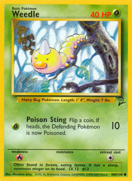 Weedle (100/130) [Base Set 2] - Pokemon Single