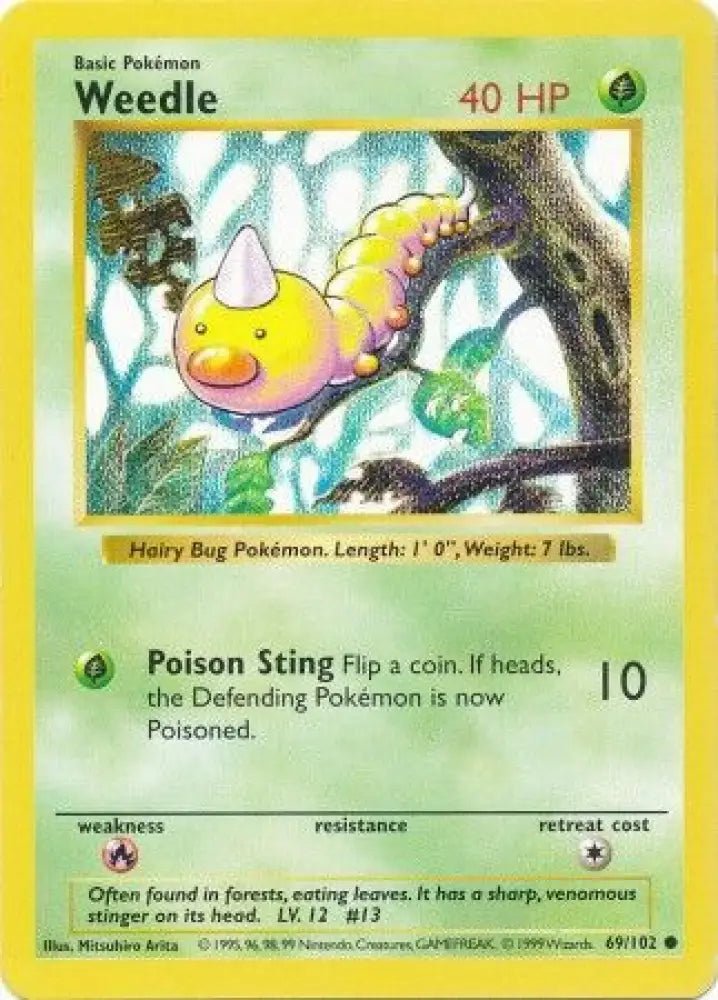 Weedle (69/102) [Base Set Shadowless Unlimited] - Pokemon Single
