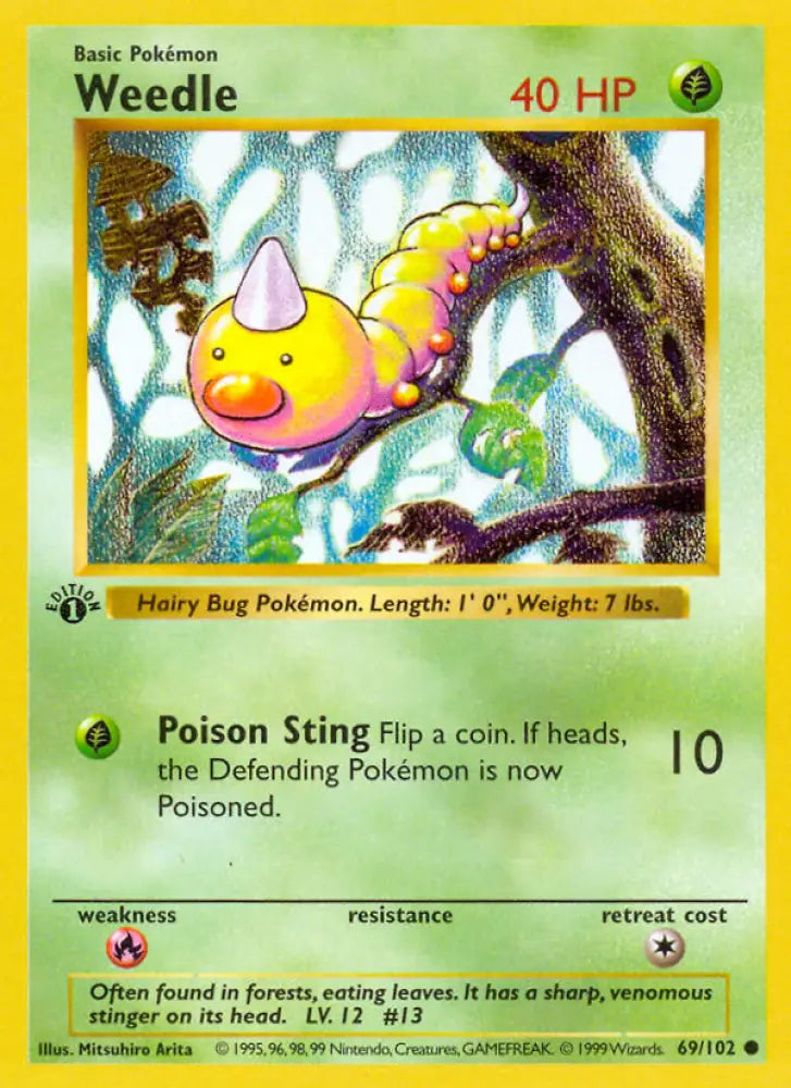 Weedle (69/102) (Shadowless) [Base Set 1st Edition] - Pokemon Single