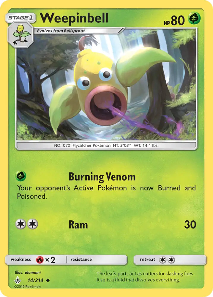 Weepinbell (14/214) [Sun & Moon: Unbroken Bonds] - Pokemon Single