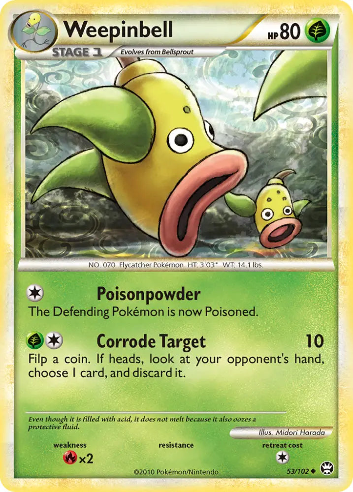 Weepinbell (53/102) [HeartGold & SoulSilver: Triumphant] - Pokemon Single