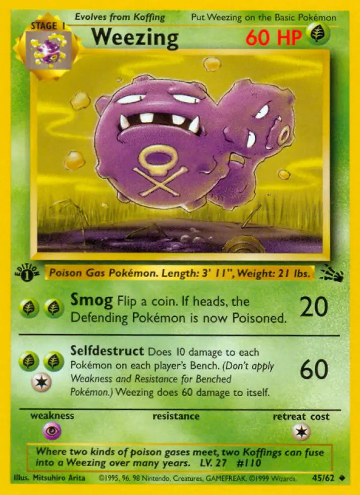 Weezing (45/62) [Fossil 1st Edition] - Pokemon Single