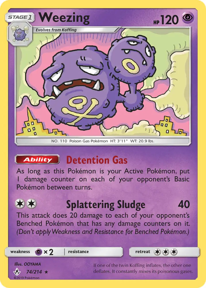 Weezing (74/214) [Sun & Moon: Unbroken Bonds] - Pokemon Single