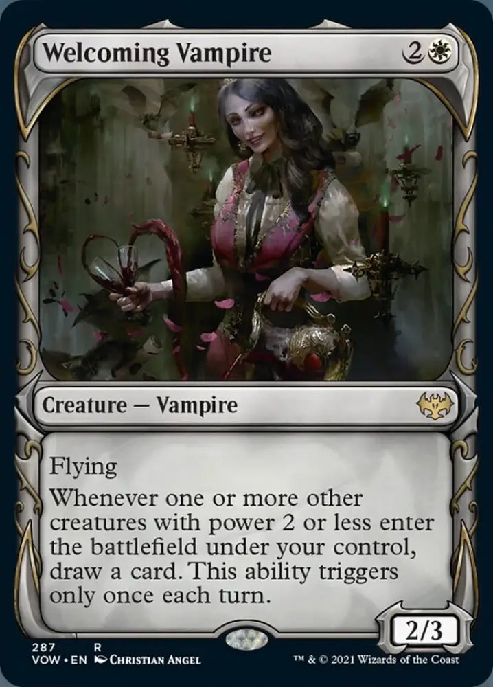 Welcoming Vampire (Showcase Fang Frame) [Innistrad: Crimson Vow] - MTG Single