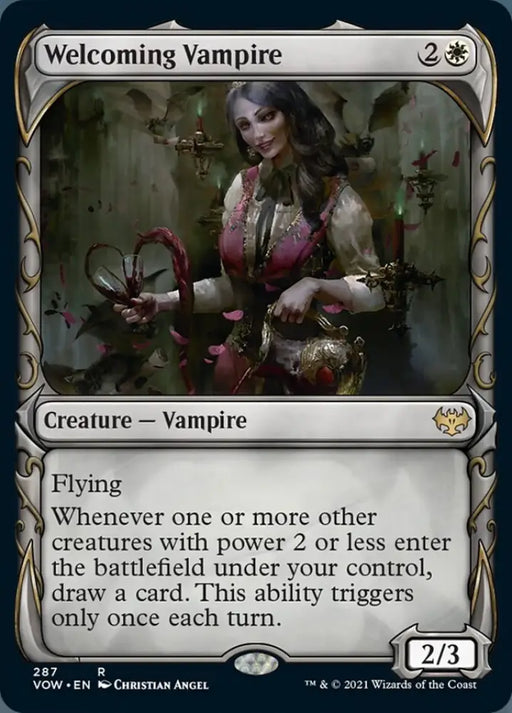 Welcoming Vampire (Showcase Fang Frame) [Innistrad: Crimson Vow] - MTG Single