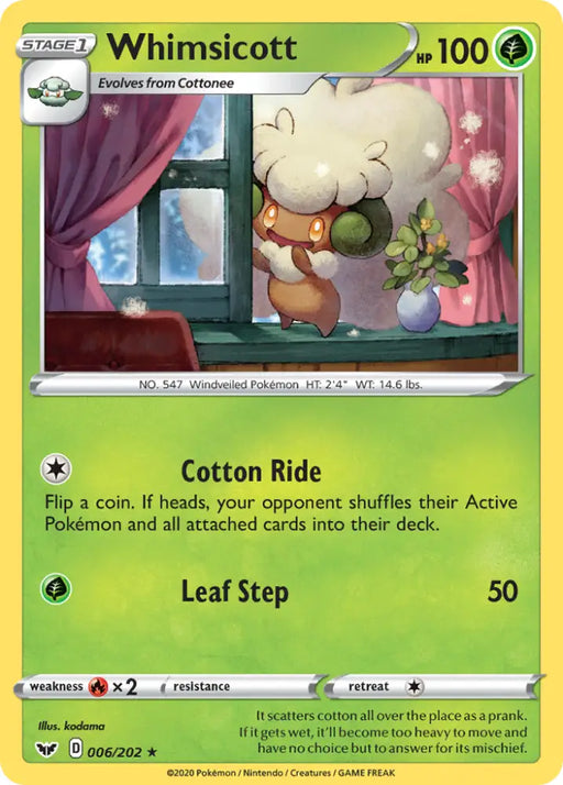 Whimsicott (006/202) [Sword & Shield: Base Set] - Pokemon Single