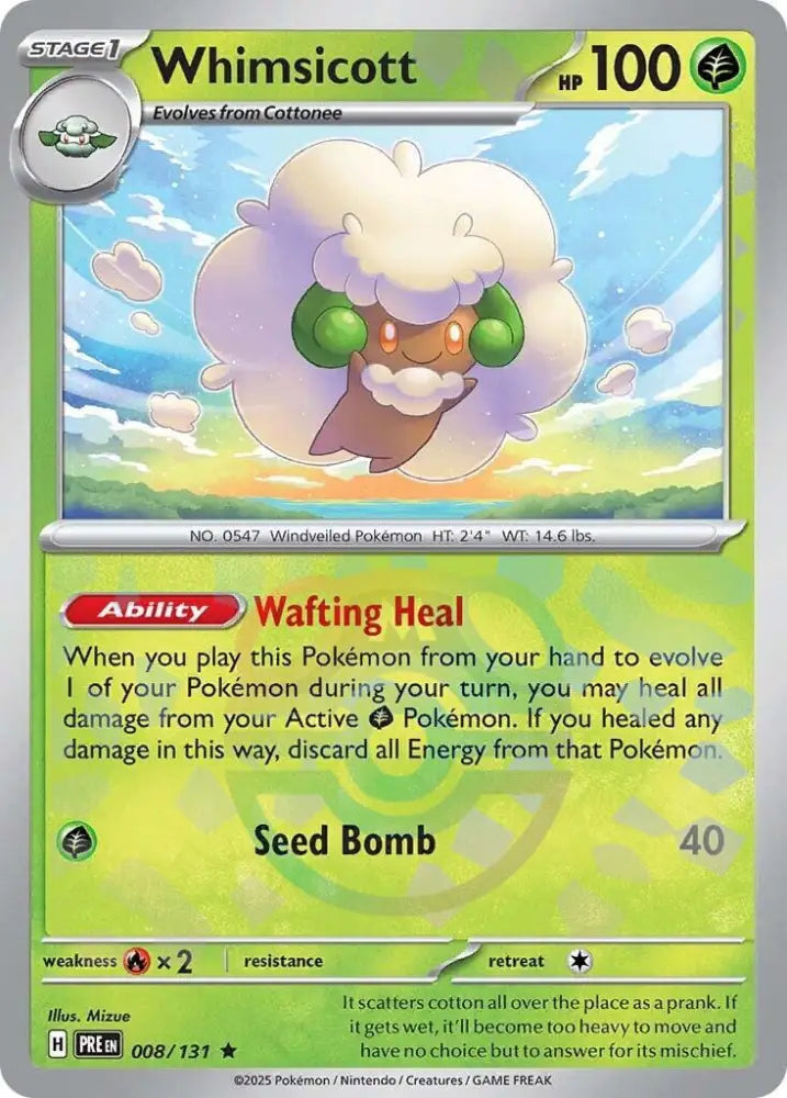Whimsicott (008/131) (Master Ball Pattern) [Scarlet & Violet: Prismatic Evolutions] - Pokemon Single