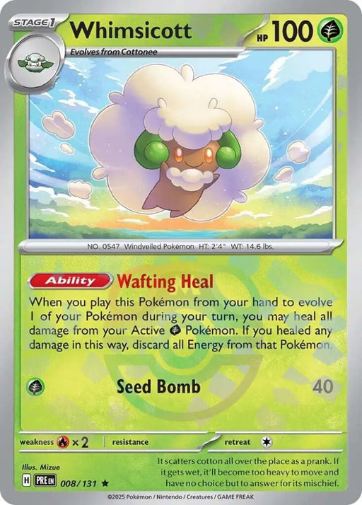 Whimsicott (008/131) (Master Ball Pattern) [Scarlet & Violet: Prismatic Evolutions] - Pokemon Single