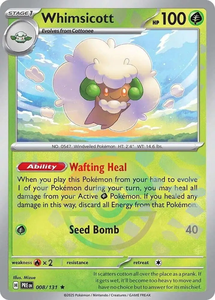Whimsicott (008/131) (Poke Ball Pattern) [Scarlet & Violet: Prismatic Evolutions] - Pokemon Single