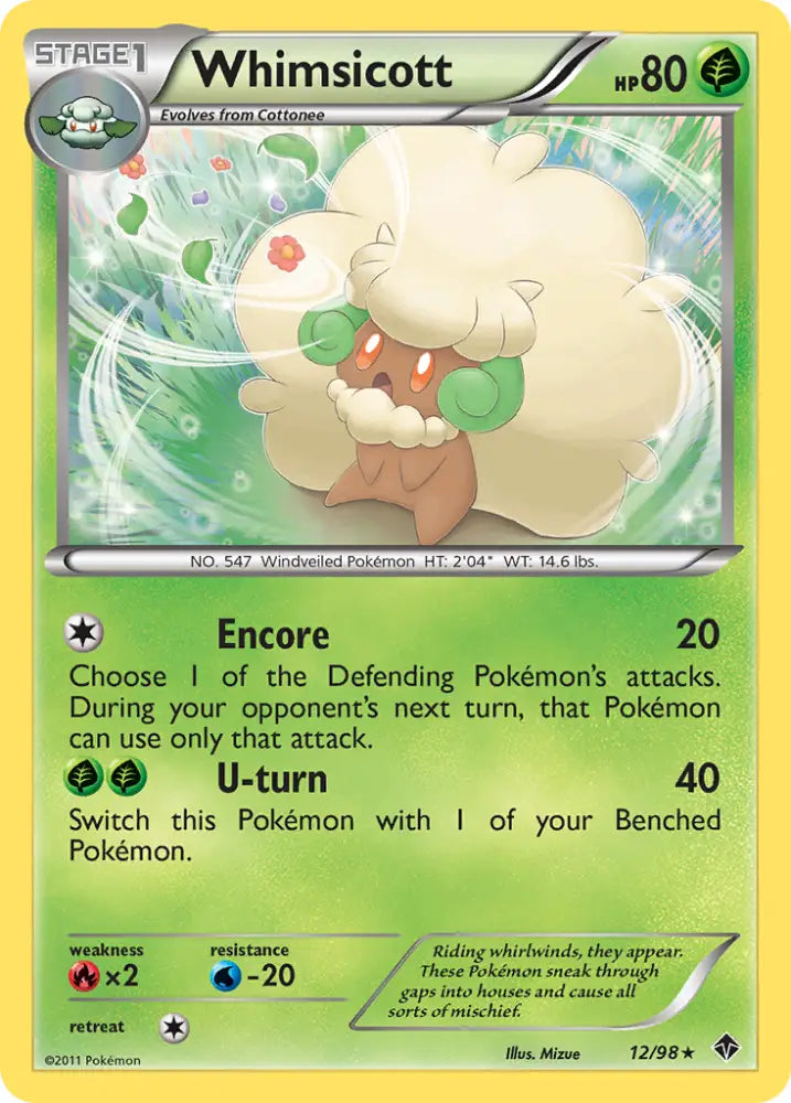 Whimsicott (12/98) [Black & White: Emerging Powers] - Pokemon Single