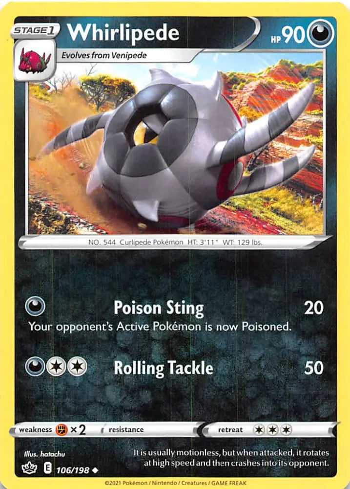Whirlipede (106/198) [Sword & Shield: Chilling Reign] - Pokemon Single