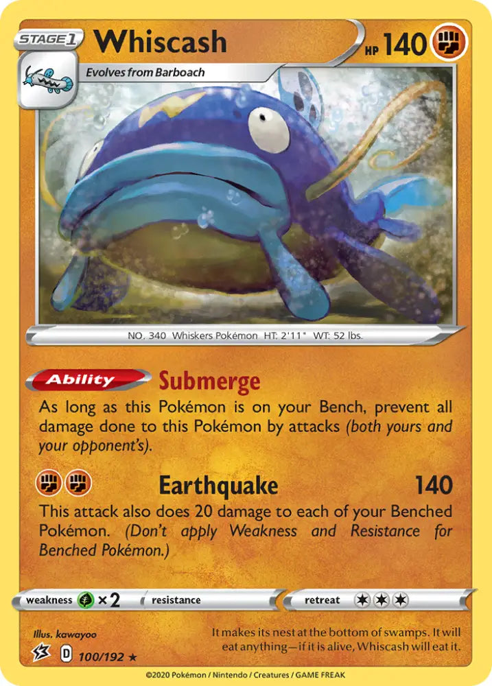 Whiscash (100/192) [Sword & Shield: Rebel Clash] - Pokemon Single