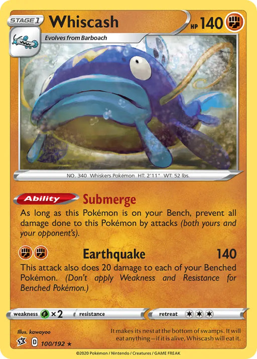 Whiscash (100/192) [Sword & Shield: Rebel Clash] - Pokemon Single