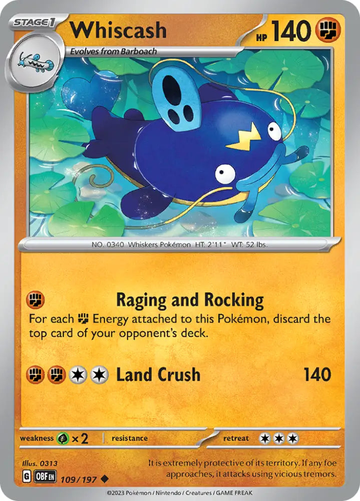 Whiscash (109/197) [Scarlet & Violet: Obsidian Flames] - Pokemon Single