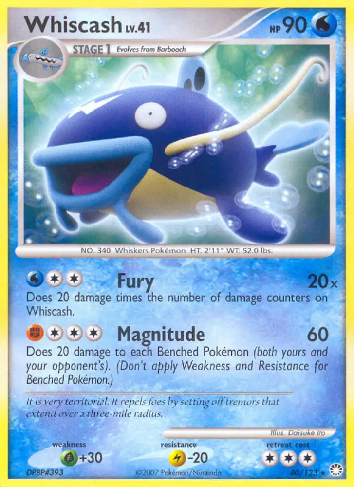 Whiscash (40/123) [Diamond & Pearl: Mysterious Treasures] - Pokemon Single