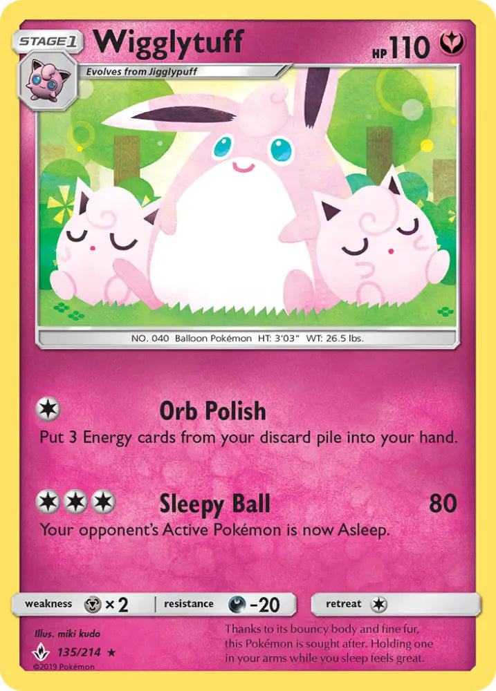 Wigglytuff (135/214) [Sun & Moon: Unbroken Bonds] - Pokemon Single