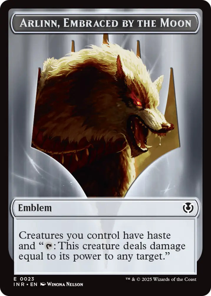 Wolf (0018) // Emblem - Arlinn Embraces by the Moon Double-Sided Token [Innistrad Remastered Tokens] - MTG Single