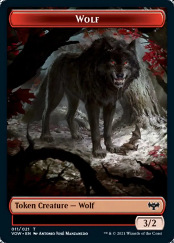 Wolf (011) // Treasure Double-Sided Token (11 // 18) [Innistrad: Crimson Vow] - MTG Single