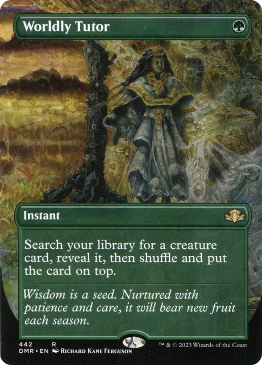 Worldly Tutor (Borderless Alternate Art) [Dominaria Remastered] - MTG Single