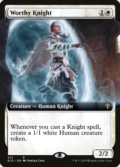 Worthy Knight (Extended Art) [Throne of Eldraine] - MTG Single
