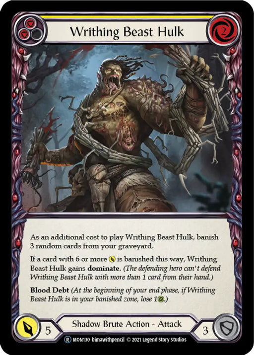 Writhing Beast Hulk (Yellow) [Monarch Unlimited] Unlimited Rainbow Foil - Flesh And Blood Single