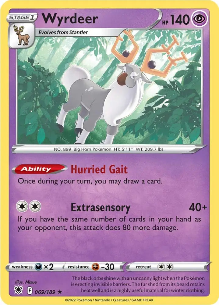 Wyrdeer (069/189) (Theme Deck Exclusive) [Sword & Shield: Astral Radiance] - Pokemon Single