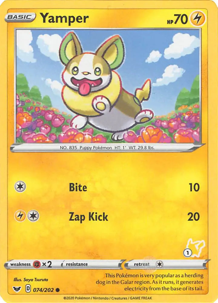 Yamper (074/202) (Pikachu Stamp #1) [Battle Academy 2022] - Pokemon Single