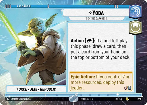 Yoda - Sensing Darkness (Hyperspace) (279) [Twilight of the Republic] - Star Wars: Unlimited Single