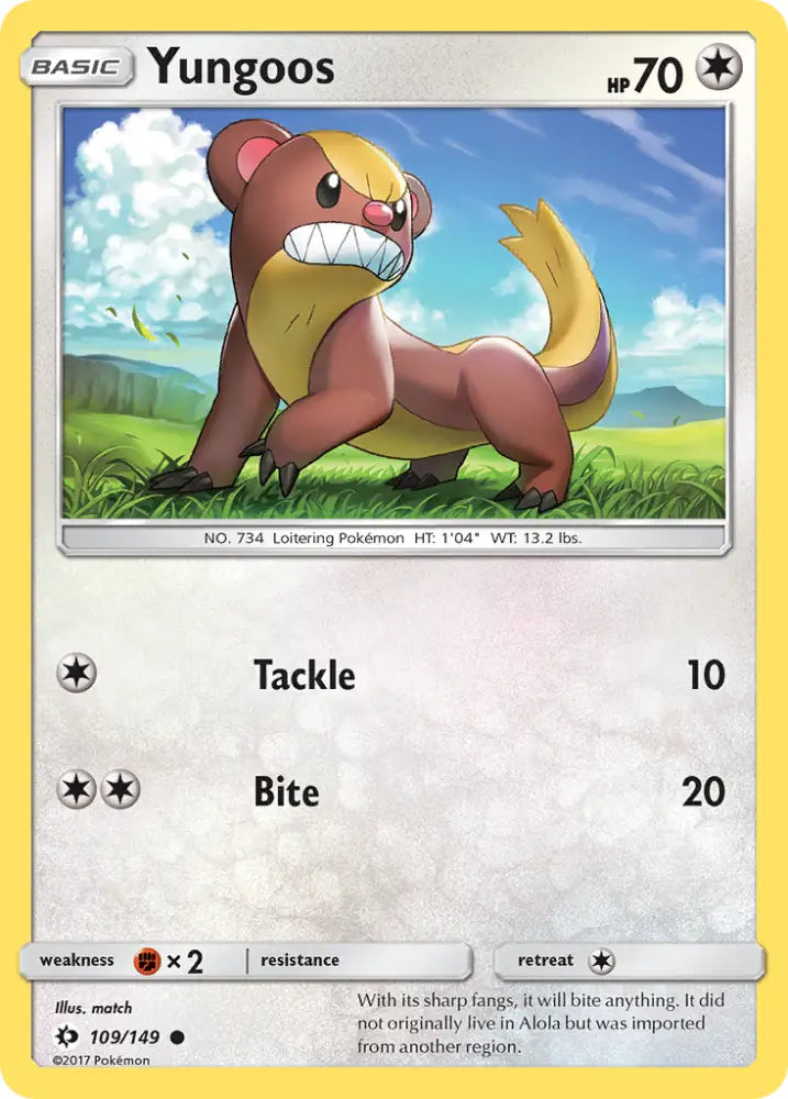 Yungoos (109/149) [Sun & Moon: Base Set] - Pokemon Single