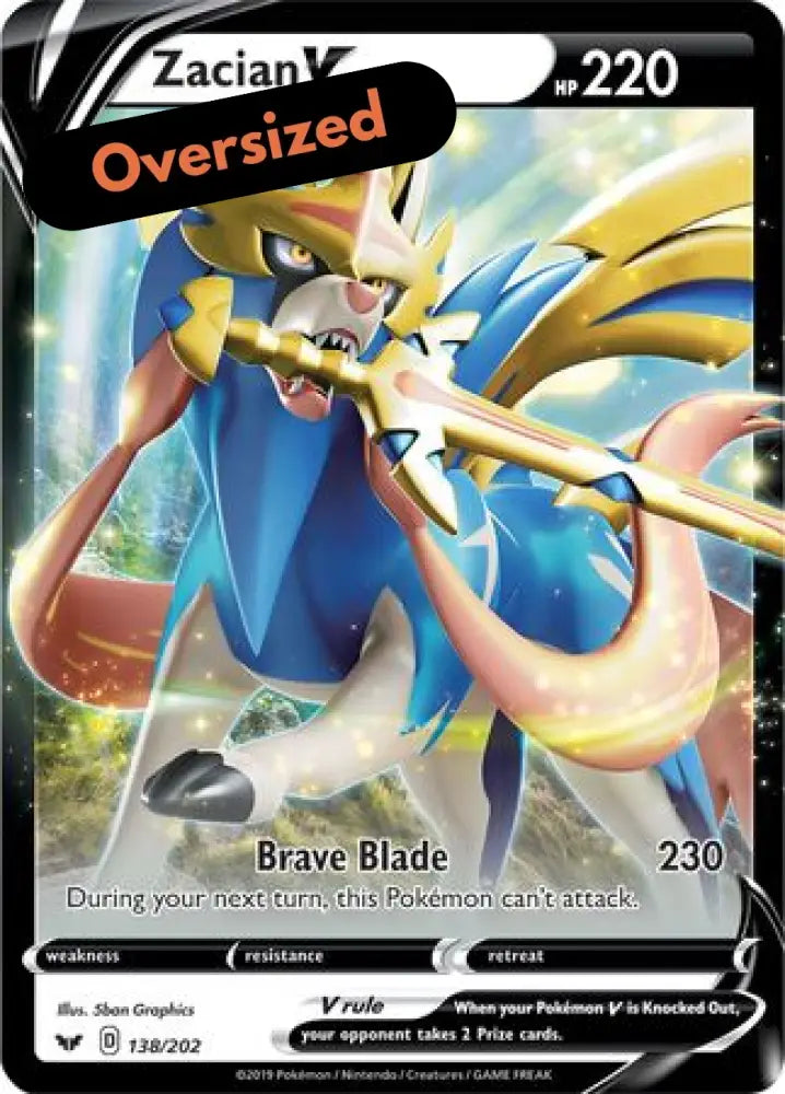 Zacian V (138/202) (Jumbo Card) [Sword & Shield: Base Set] - Pokemon Single