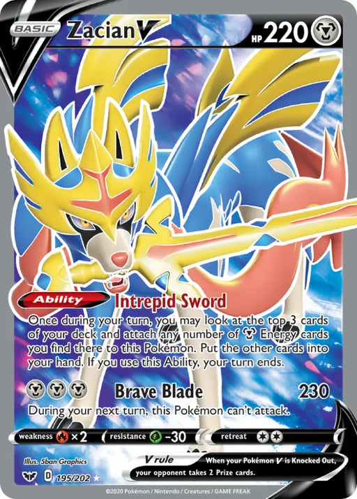 Zacian V (195/202) [Sword & Shield: Base Set] - Pokemon Single