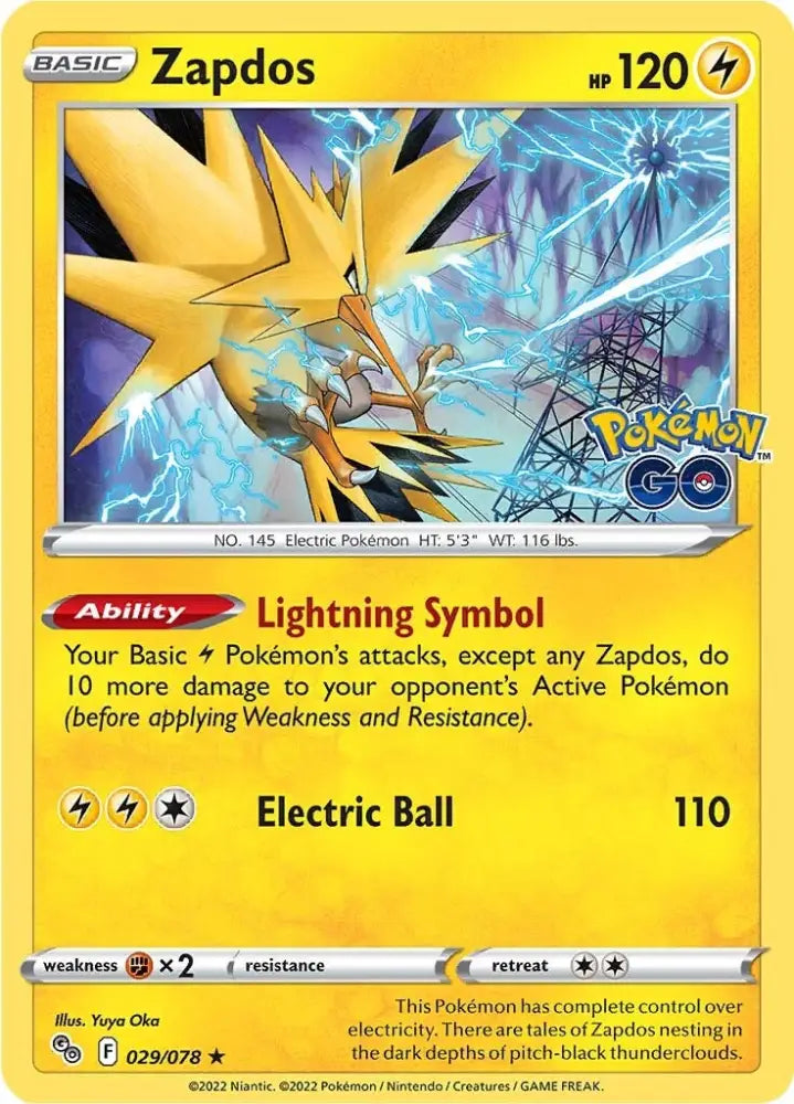 Zapdos (029/078) [Pokémon GO] - Pokemon Single