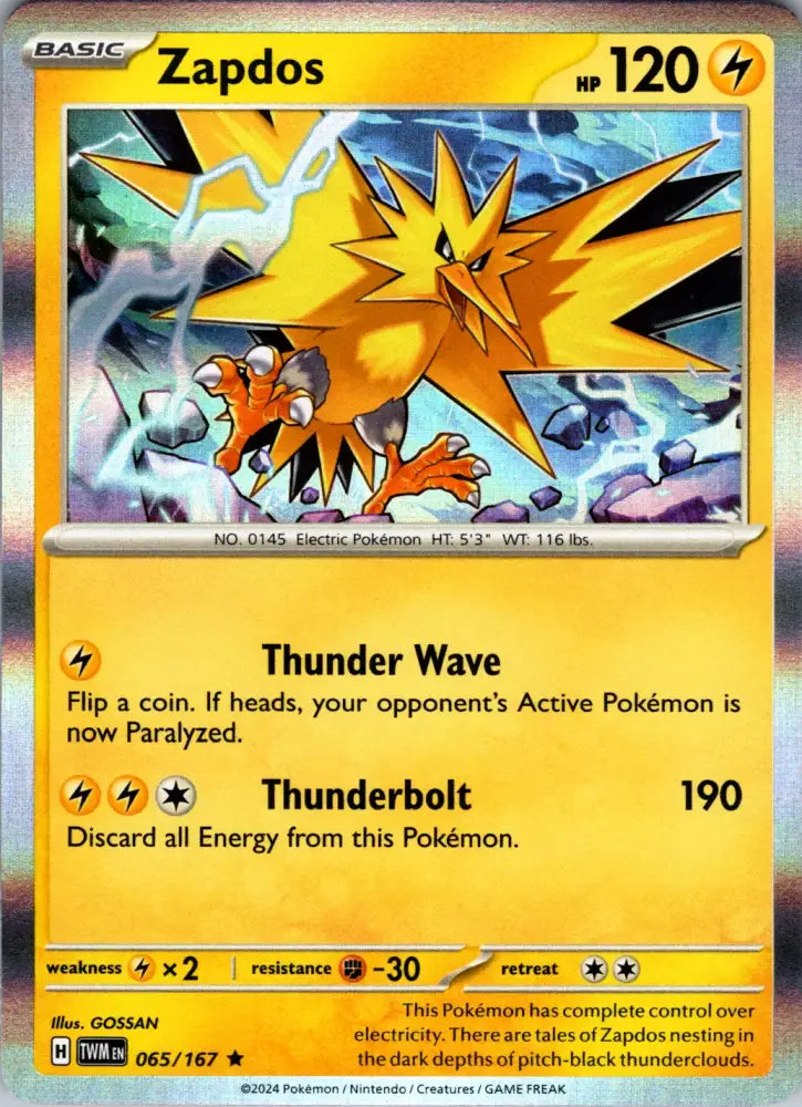 Zapdos (065/167) [Scarlet & Violet: Twilight Masquerade] - Pokemon Single