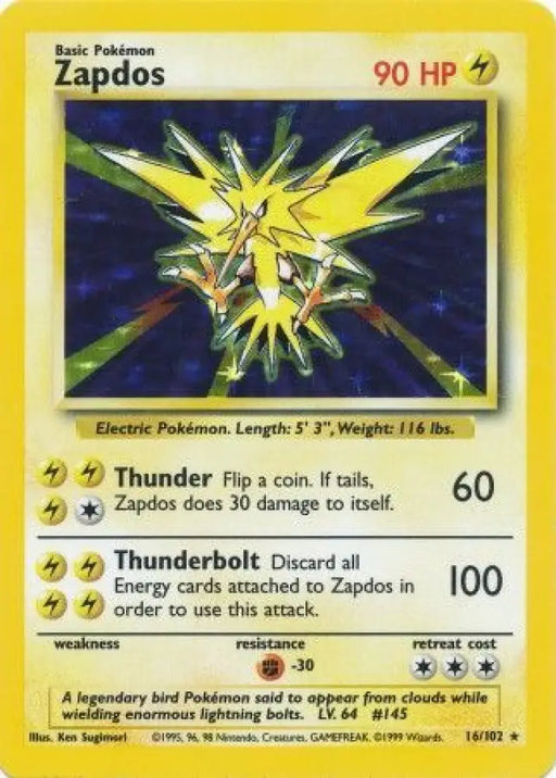Zapdos (16/102) [Base Set Unlimited] - Pokemon Single