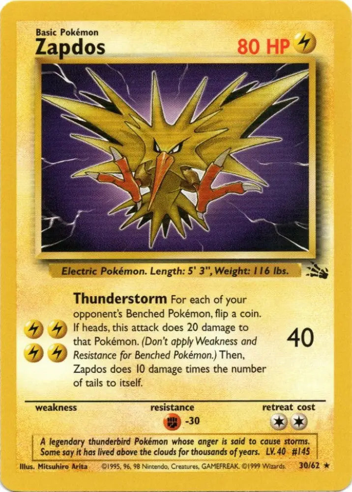 Zapdos (30/62) [Fossil Unlimited] - Pokemon Single