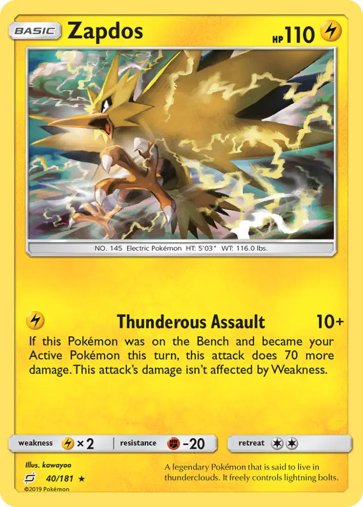 Zapdos (40/181) [Sun & Moon: Team Up] - Pokemon Single