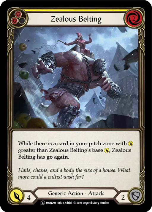 Zealous Belting (Yellow) [Monarch Unlimited] Unlimited Rainbow Foil - Flesh And Blood Single