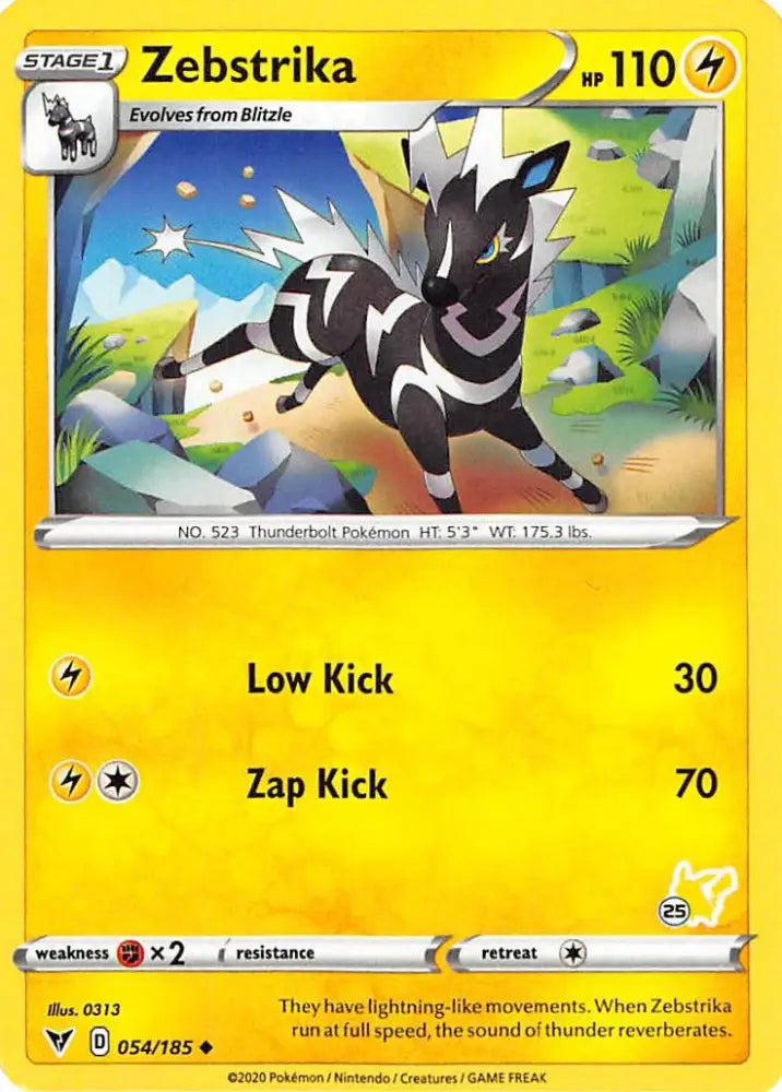 Zebstrika (054/185) (Pikachu Stamp #25) [Battle Academy 2022] - Pokemon Single